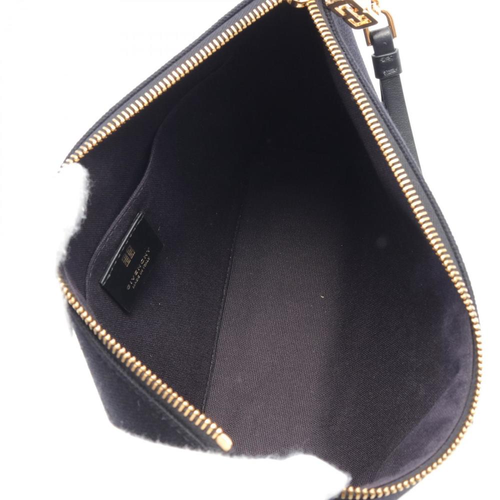 Givenchy Shoulder Bag Clutch Bag Canvas Black White View 3